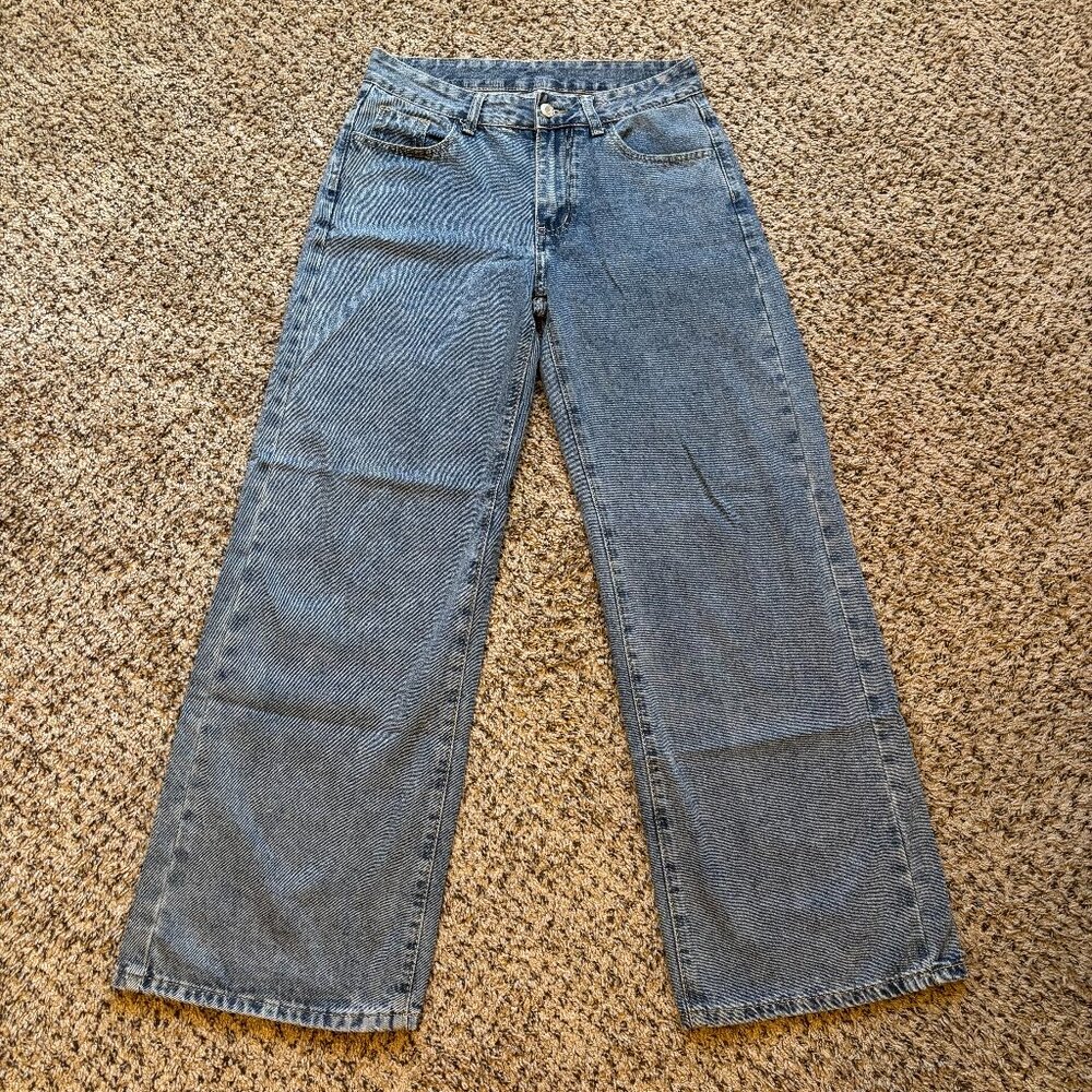 Wide Leg Blue Jeans